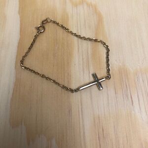 Sterling Silver Gold Plated Cross Bracelet